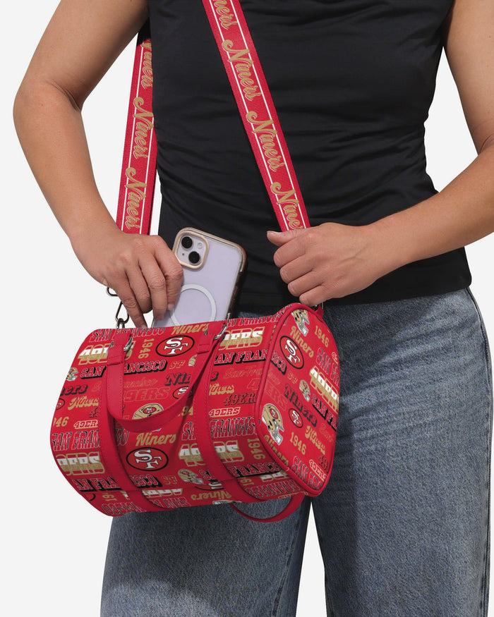 San Francisco 49ers Repeat Retro Print Nylon Medium Barrel Bag FOCO - FOCO.com
