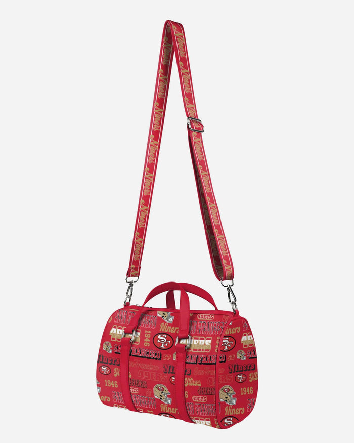 San Francisco 49ers Repeat Retro Print Nylon Medium Barrel Bag FOCO - FOCO.com