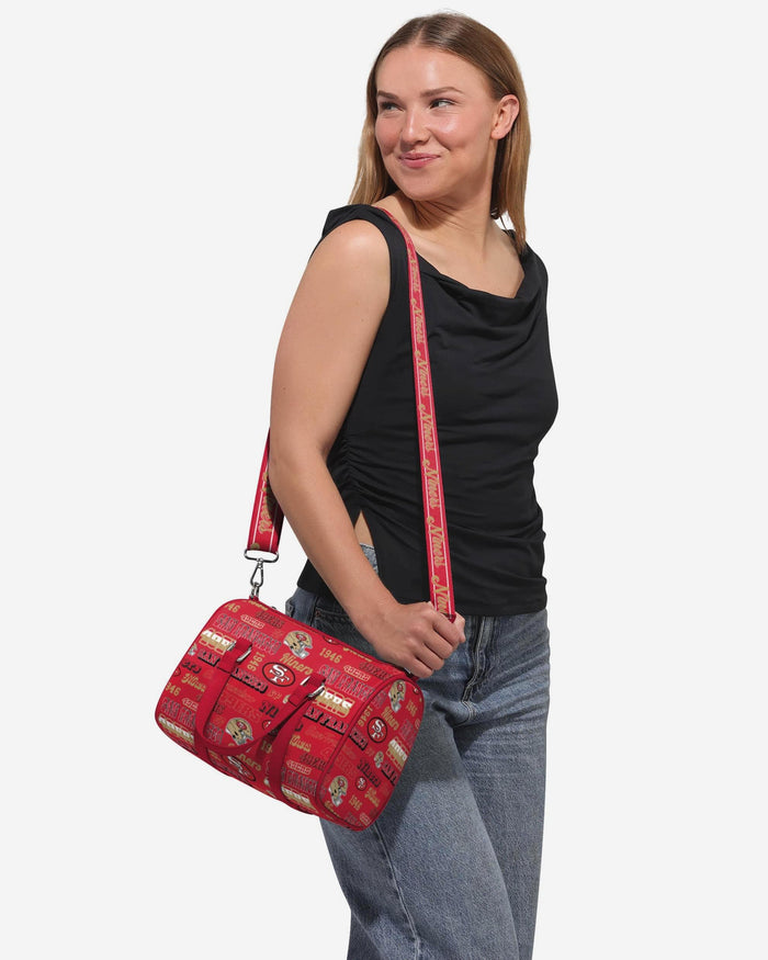 San Francisco 49ers Repeat Retro Print Nylon Medium Barrel Bag FOCO - FOCO.com