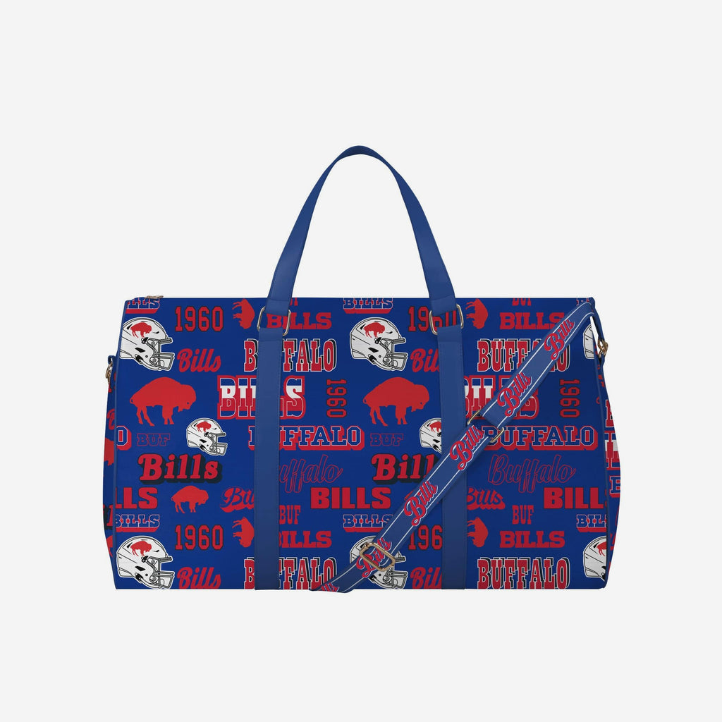 Buffalo Bills Repeat Retro Print Nylon Weekender Duffle Bag FOCO - FOCO.com