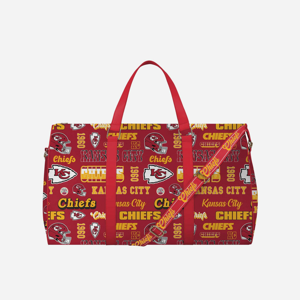 Kansas City Chiefs Repeat Retro Print Nylon Weekender Duffle Bag FOCO - FOCO.com