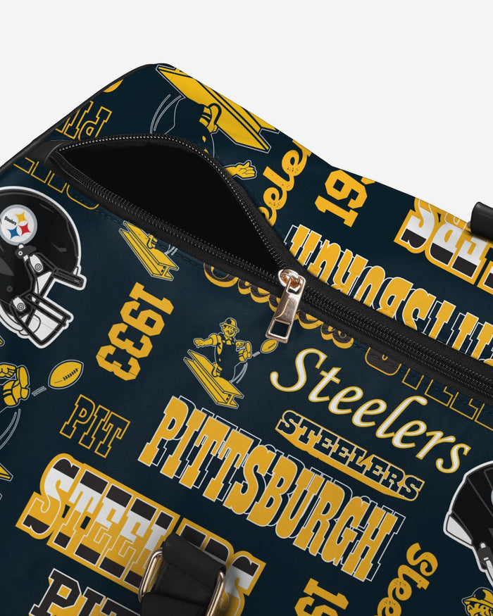Pittsburgh Steelers Repeat Retro Print Nylon Weekender Duffle Bag FOCO - FOCO.com