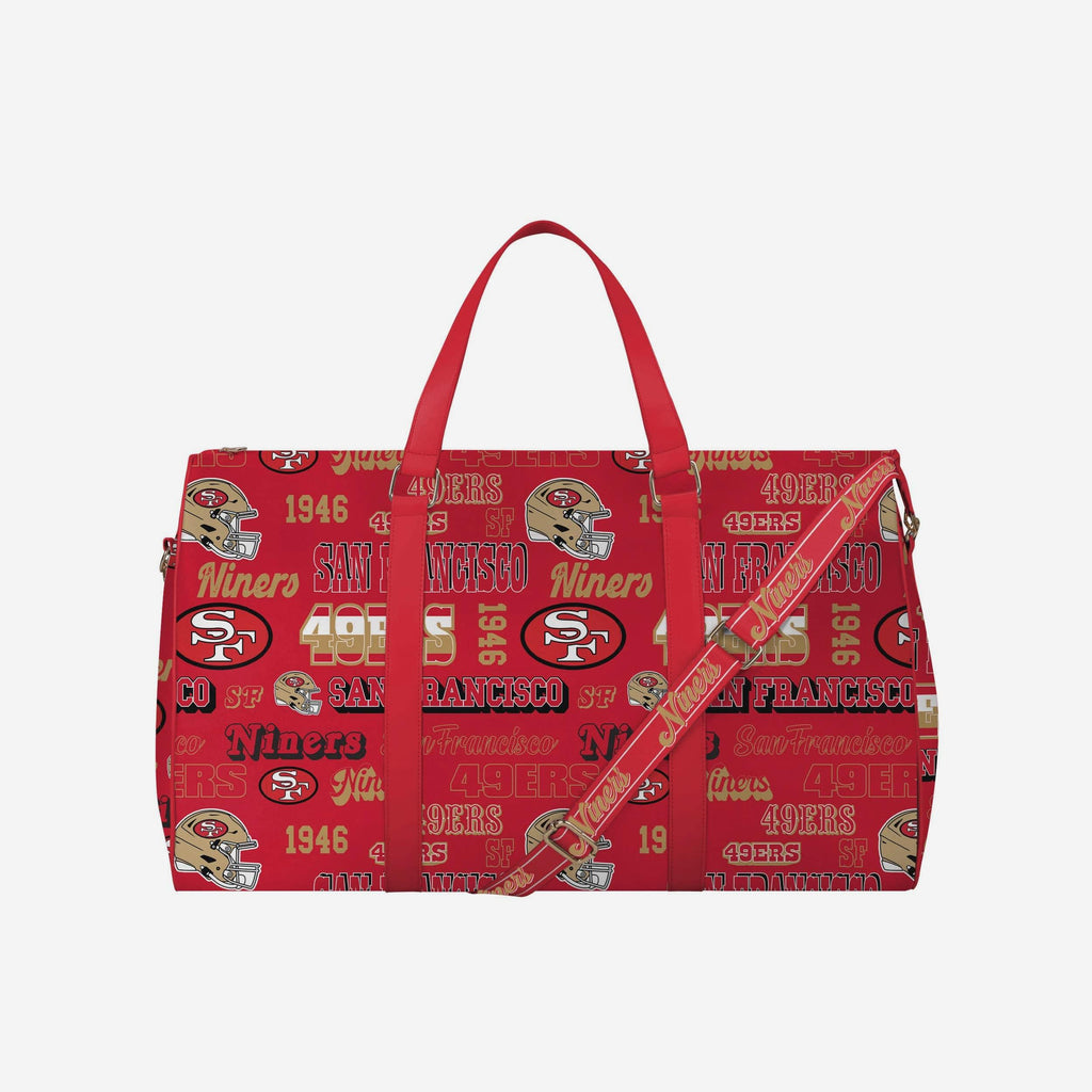 San Francisco 49Ers Repeat Retro Print Nylon Weekender Duffle Bag FOCO