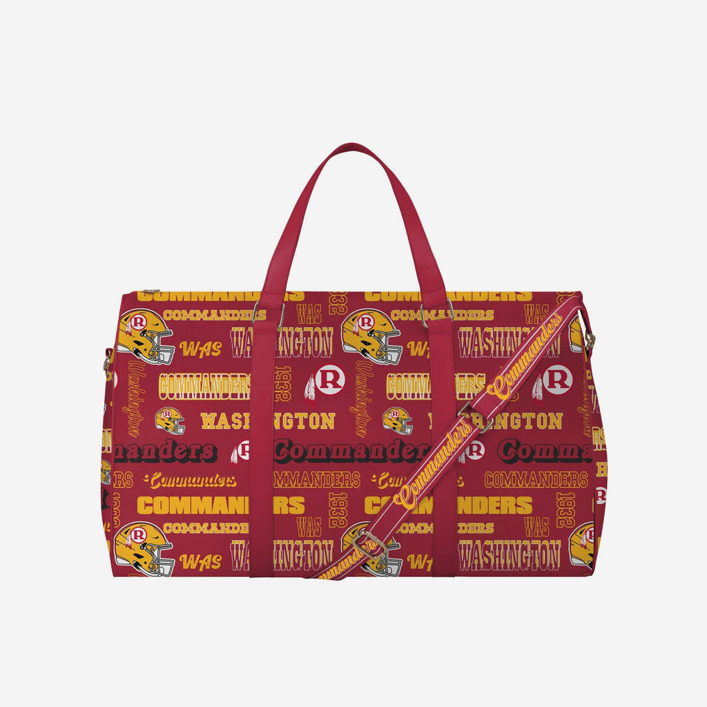 Washington Commanders Repeat Retro Print Nylon Weekender Duffle Bag FOCO - FOCO.com