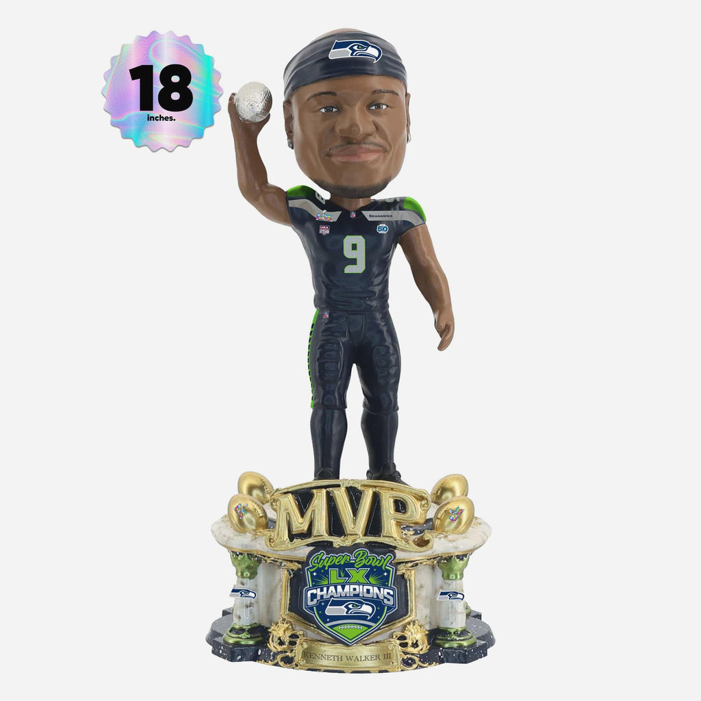 Kenneth Walker III Seattle Seahawks Super Bowl LX Champions MVP 18 in Bobblehead