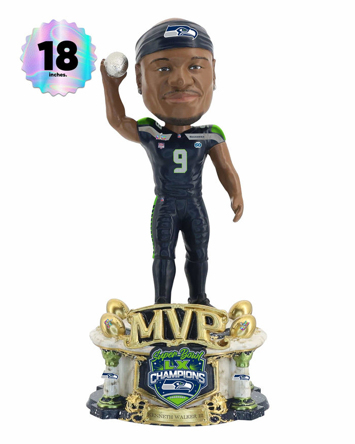 Kenneth Walker III Seattle Seahawks Super Bowl LX Champions MVP 18 in Bobblehead