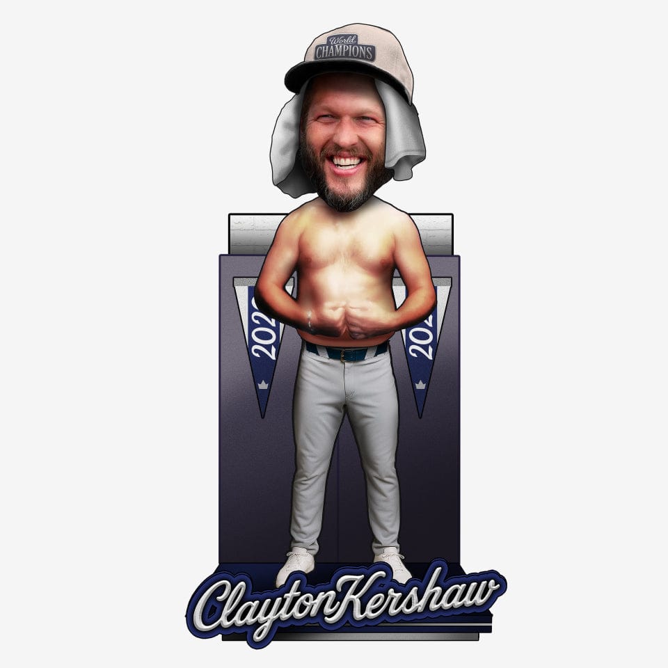 Clayton Kershaw Shirtless Locker Room Bobblehead FOCO - FOCO.com