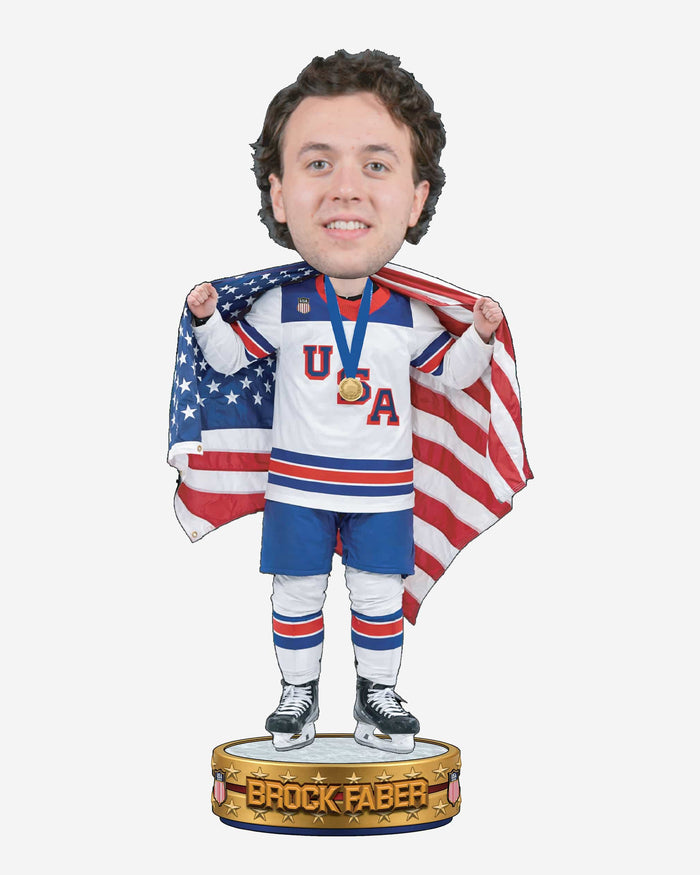 Brock Faber Team USA Men's Hockey American Flag Bobblehead FOCO - FOCO.com