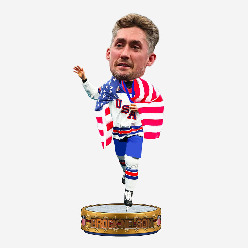 Brock Nelson Team USA Men's Hockey American Flag Bobblehead FOCO - FOCO.com