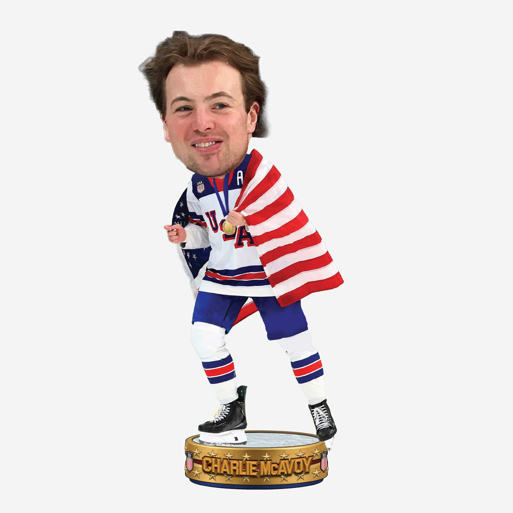 Charlie McAvoy Team USA Men's Hockey American Flag Bobblehead FOCO - FOCO.com