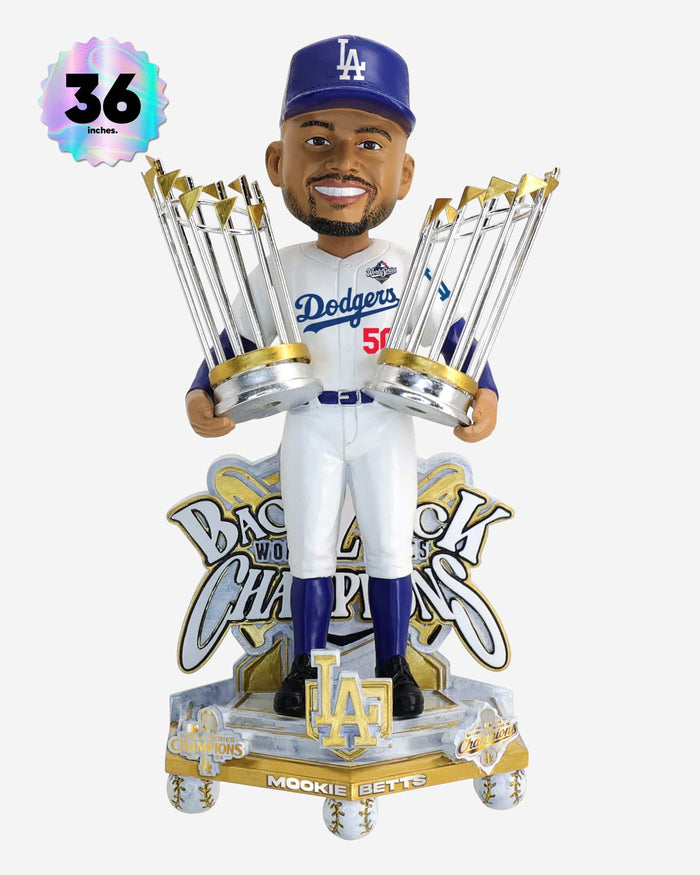 Mookie Betts Los Angeles Dodgers 2025 Back To Back World Series Champions Celebration 3 Ft Player Bobblehead FOCO - FOCO.com