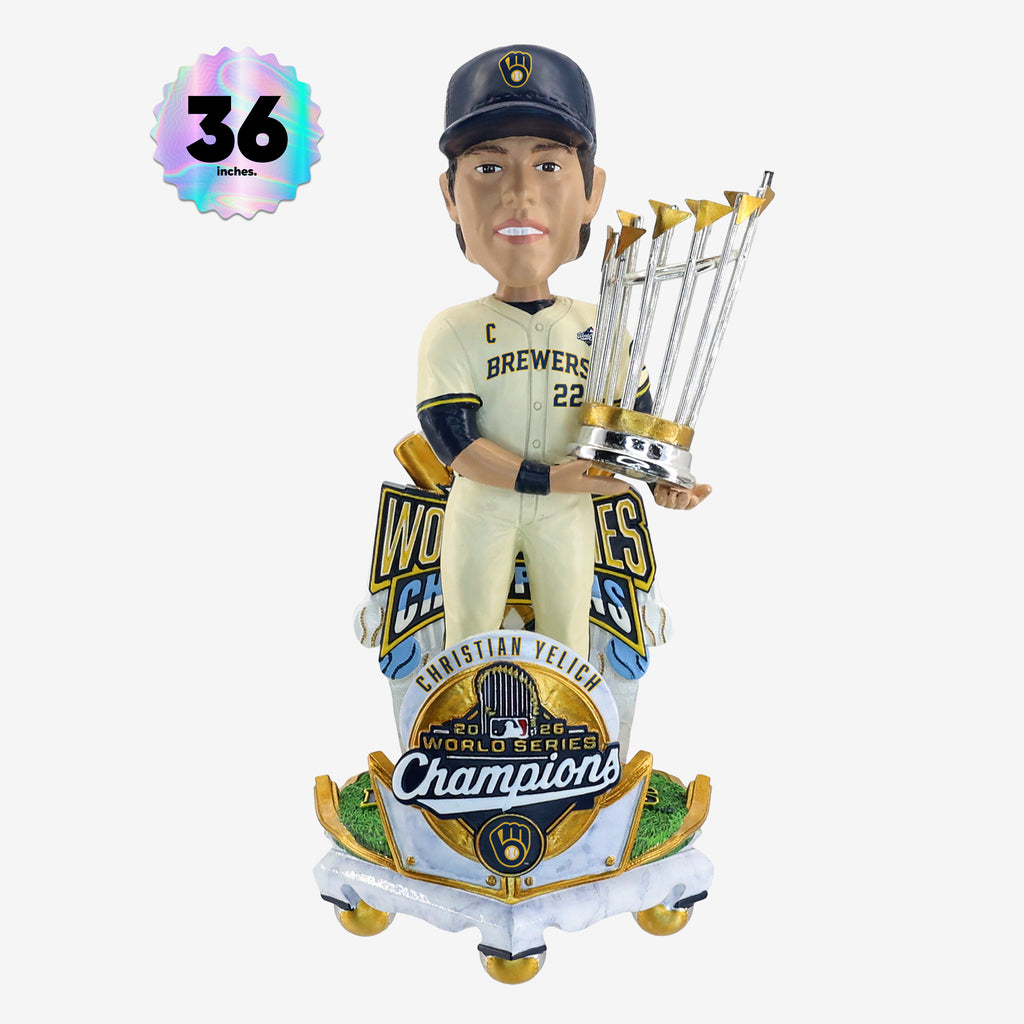 Christian Yelich Milwaukee Brewers 2026 World Series Champions Celebration 3 Ft Player Bobblehead FOCO - FOCO.com