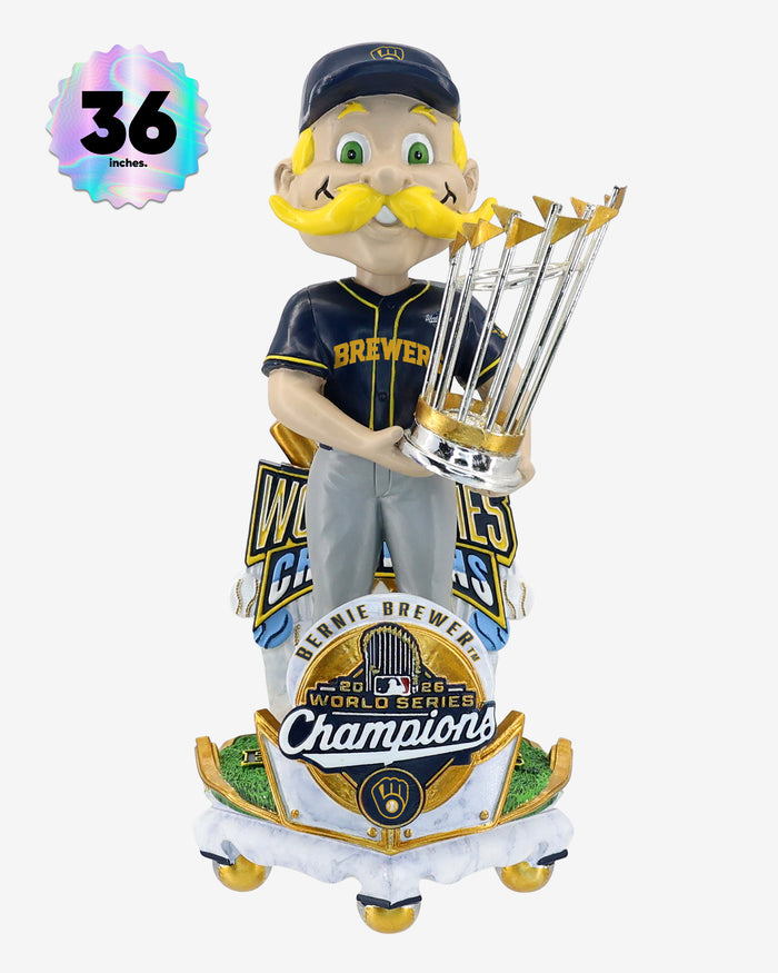 Bernie Brewer Milwaukee Brewers 2026 World Series Champions Celebration 3 Ft Mascot Bobblehead FOCO - FOCO.com