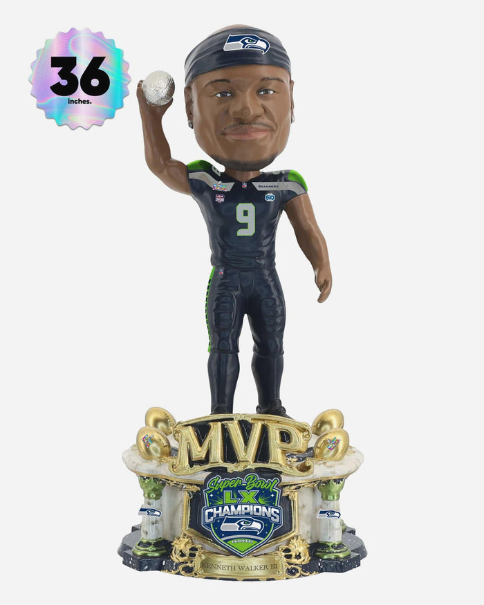 Kenneth Walker III Seattle Seahawks Super Bowl LX Champions MVP 3 Ft Bobblehead