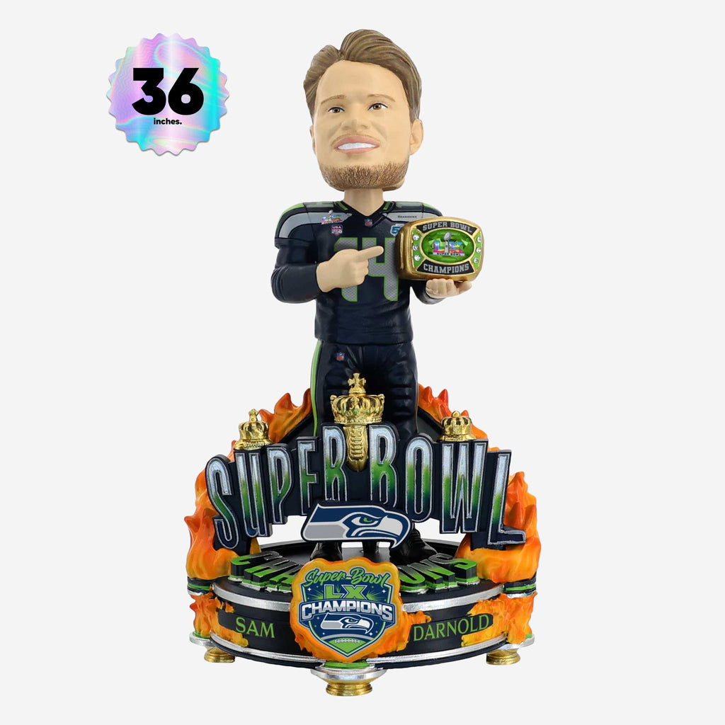 Sam Darnold Seattle Seahawks Super Bowl LX Champions 3 Ft Bobblehead FOCO - FOCO.com