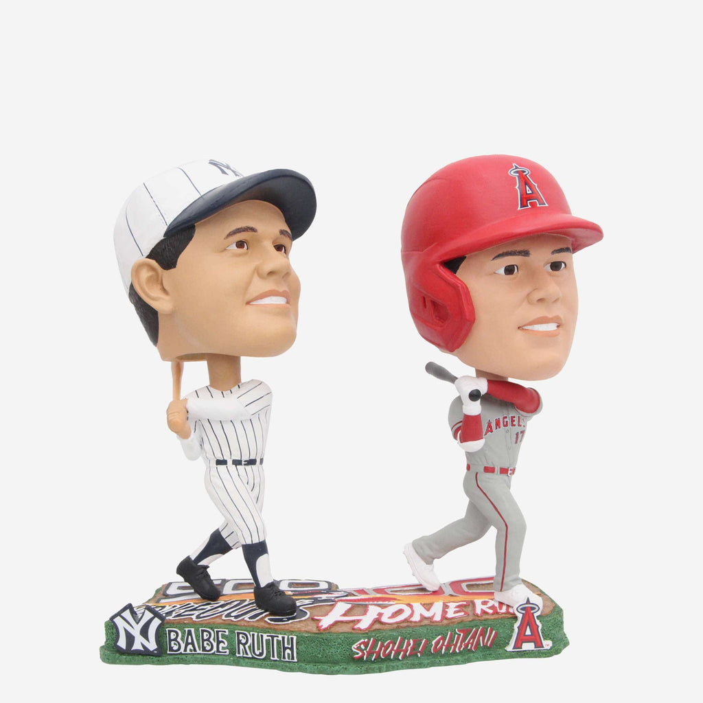 Babe Ruth & Shohei Ohtani New York Yankees & Los Angeles Angels 500 Strikeouts 100 Home Runs Dual Bighead Bobblehead FOCO - FOCO.com