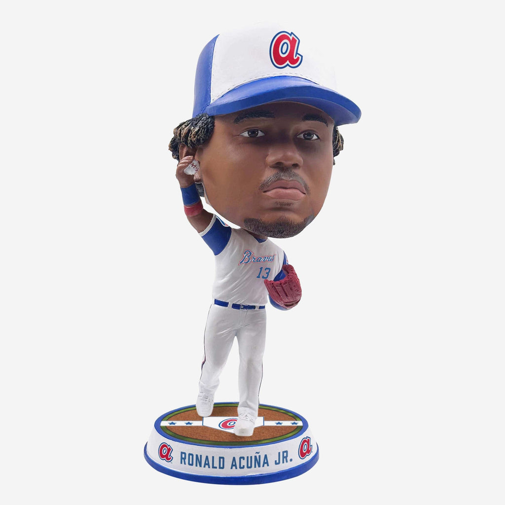 Ronald Acuna Jr Atlanta Braves Retro Jersey Field Stripe Bighead Bobblehead FOCO - FOCO.com