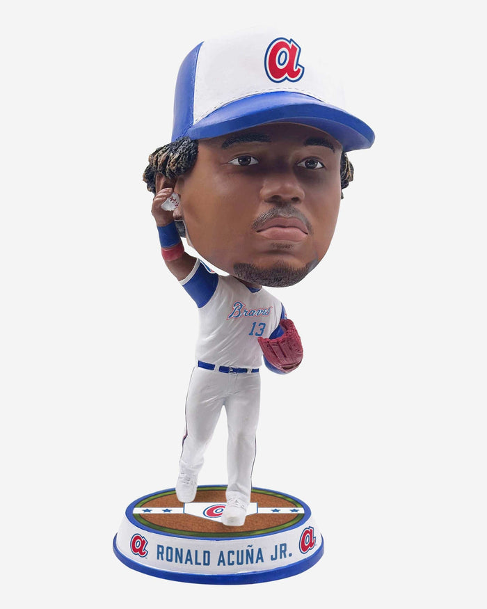 Ronald Acuna Jr Atlanta Braves Retro Jersey Field Stripe Bighead Bobblehead FOCO - FOCO.com