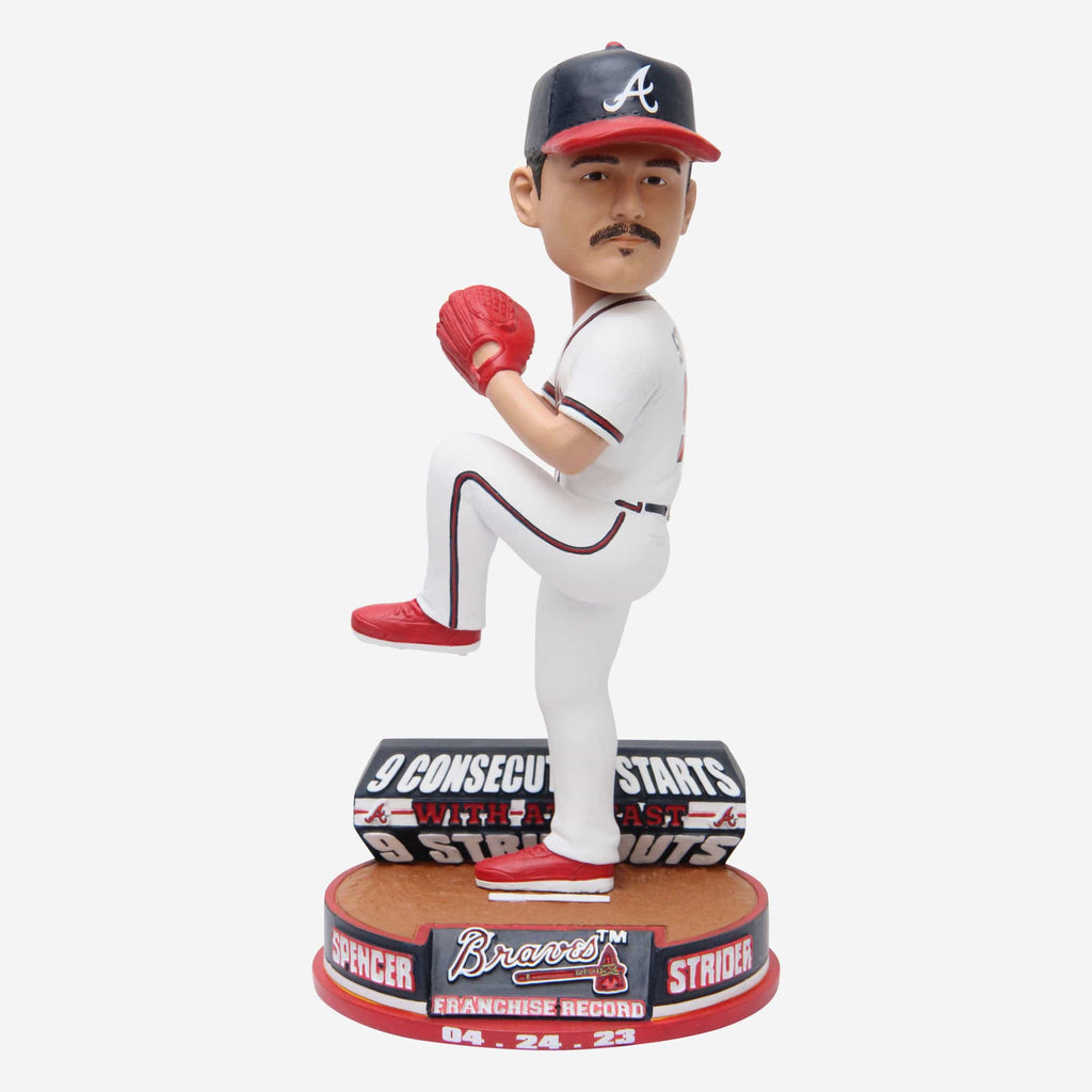 Spencer Strider Atlanta Braves Franchise Consecutive Starts with Nine Strikeouts Record Bobblehead FOCO - FOCO.com