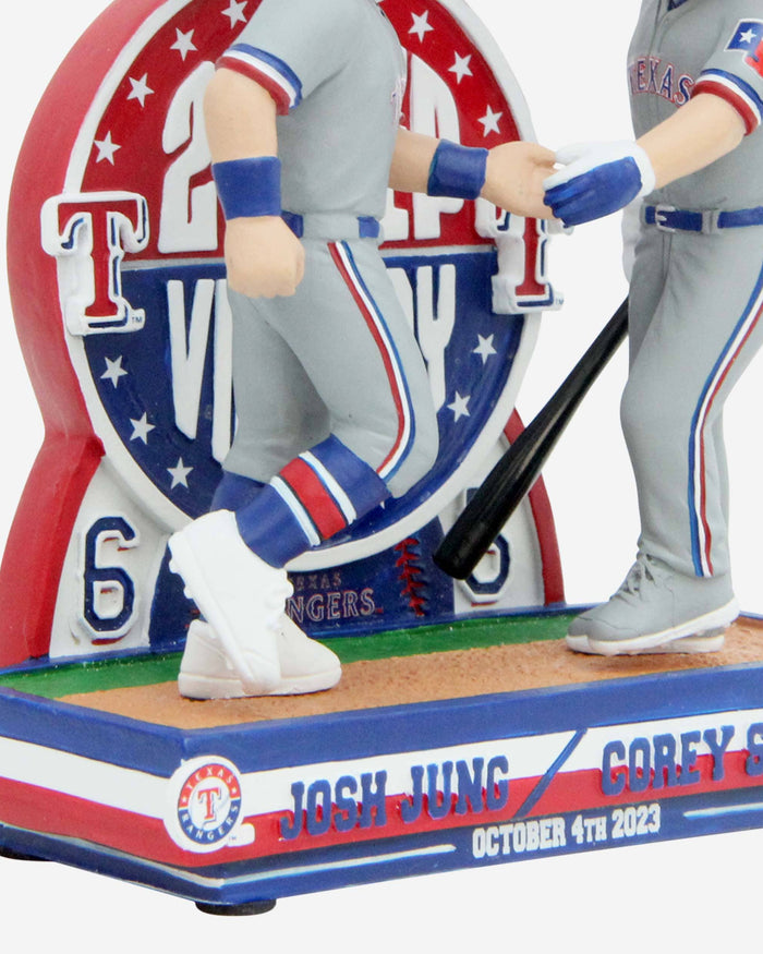 Corey Seager & Josh Jung Texas Rangers 2023 Wild Card Texas Two-Step Victory Dual Bobblehead FOCO - FOCO.com