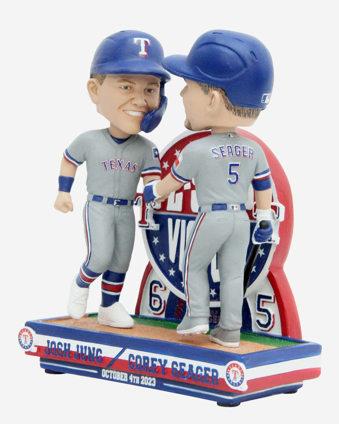 Corey Seager & Josh Jung Texas Rangers 2023 Wild Card Texas Two-Step Victory Dual Bobblehead FOCO - FOCO.com