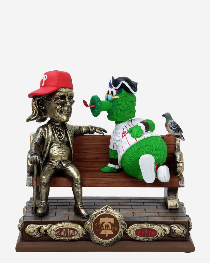 Phillie Phanatic & Ben Franklin Philadelphia Phillies Park Bench Dual Bobblehead FOCO - FOCO.com