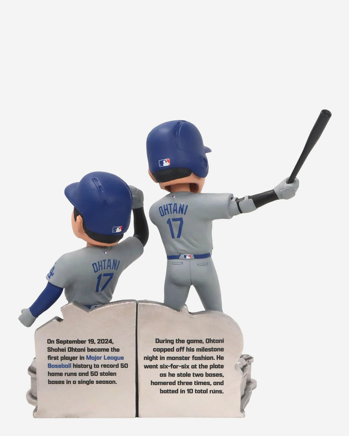 Shohei Ohtani Los Angeles Dodgers 50 Home Runs & 50 Stolen Bases Connecting Platinum Base Bobblehead Set FOCO - FOCO.com