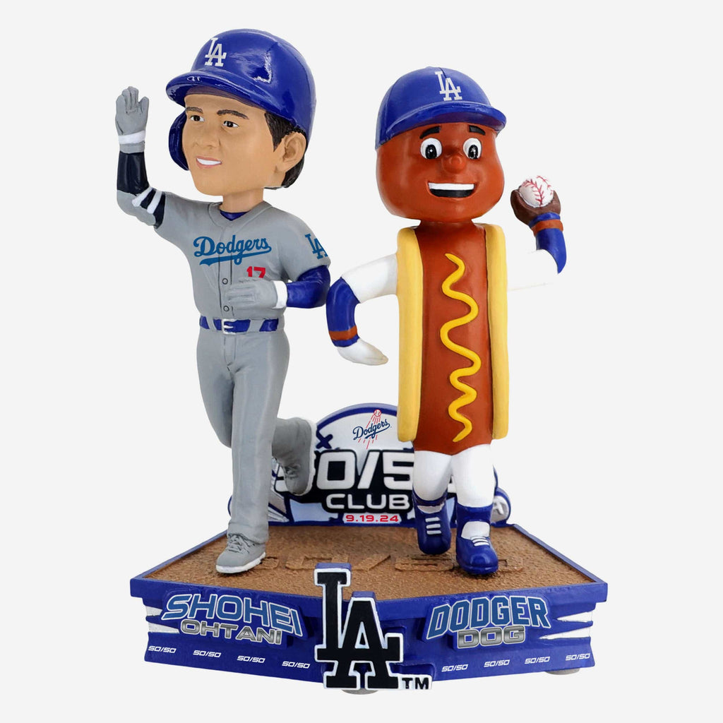 Shohei Ohtani & Dodger Dog Los Angeles Dodgers 50 Home Runs & 50 Stolen Bases Dual Bobblehead FOCO - FOCO.com