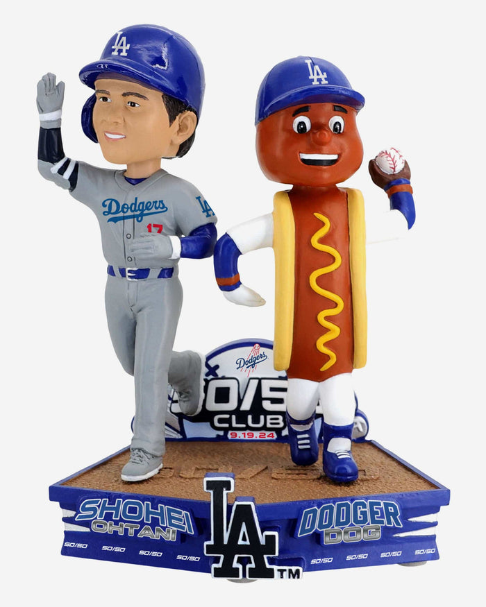 Shohei Ohtani & Dodger Dog Los Angeles Dodgers 50 Home Runs & 50 Stolen Bases Dual Bobblehead FOCO - FOCO.com
