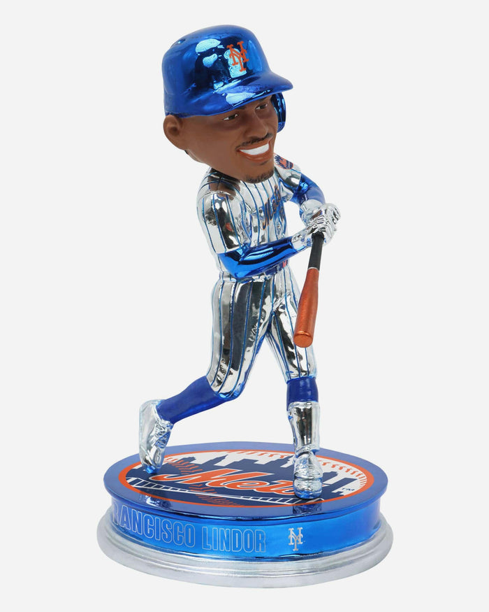 Francisco Lindor New York Mets Electroplated Bobblehead FOCO - FOCO.com