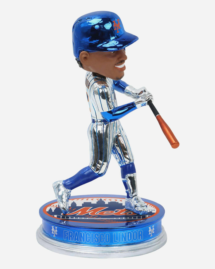 Francisco Lindor New York Mets Electroplated Bobblehead FOCO - FOCO.com