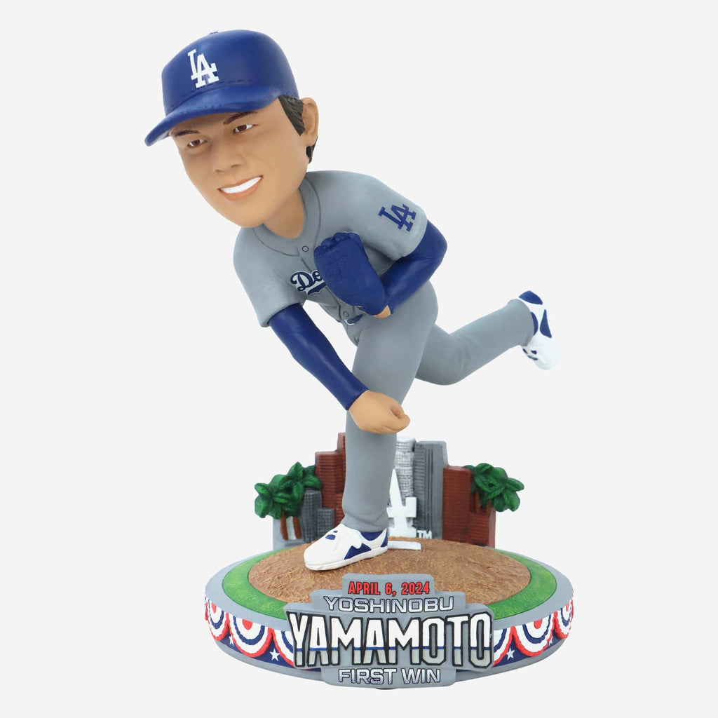 Yoshinobu Yamamoto Los Angeles Dodgers First Dodger Win Bobblehead FOCO - FOCO.com