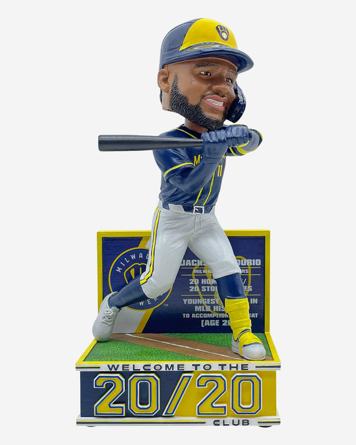 Jackson Chourio Milwaukee Brewers Youngest Ever 20 Home Runs and 20 Stolen Bases Season Bobblehead FOCO - FOCO.com