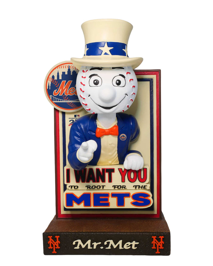 Mr Met New York Mets America's 250th Anniversary Uncle Sam Mascot Bobblehead