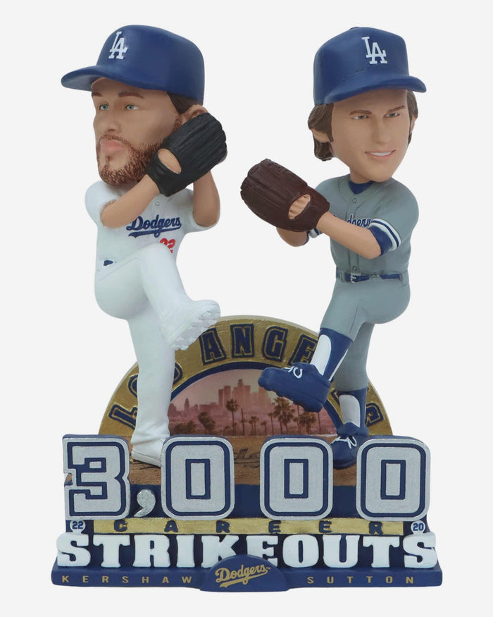 Don Sutton & Clayton Kershaw Los Angeles Dodgers 3,000 Career Strikeouts Milestone Dual Bobblehead FOCO - FOCO.com