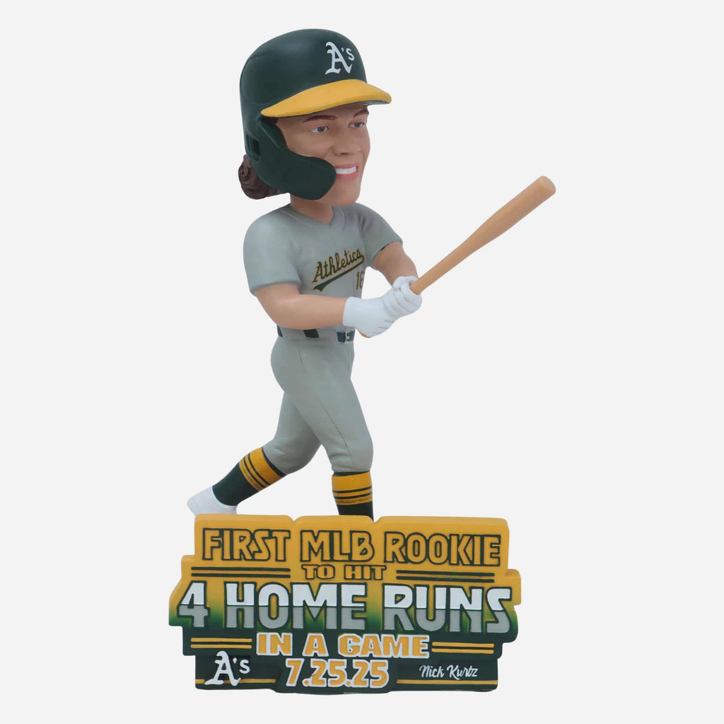 Nick Kurtz Athletics 4 Home Run Game Rookie Record Bobblehead FOCO - FOCO.com