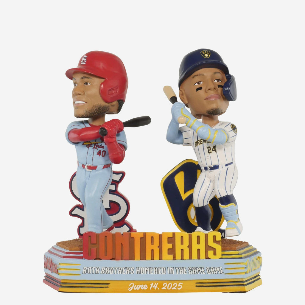 Willson Contreras & William Contreras St Louis Cardinals & Milwaukee Brewers Brothers Home Run Dual Bobblehead FOCO - FOCO.com