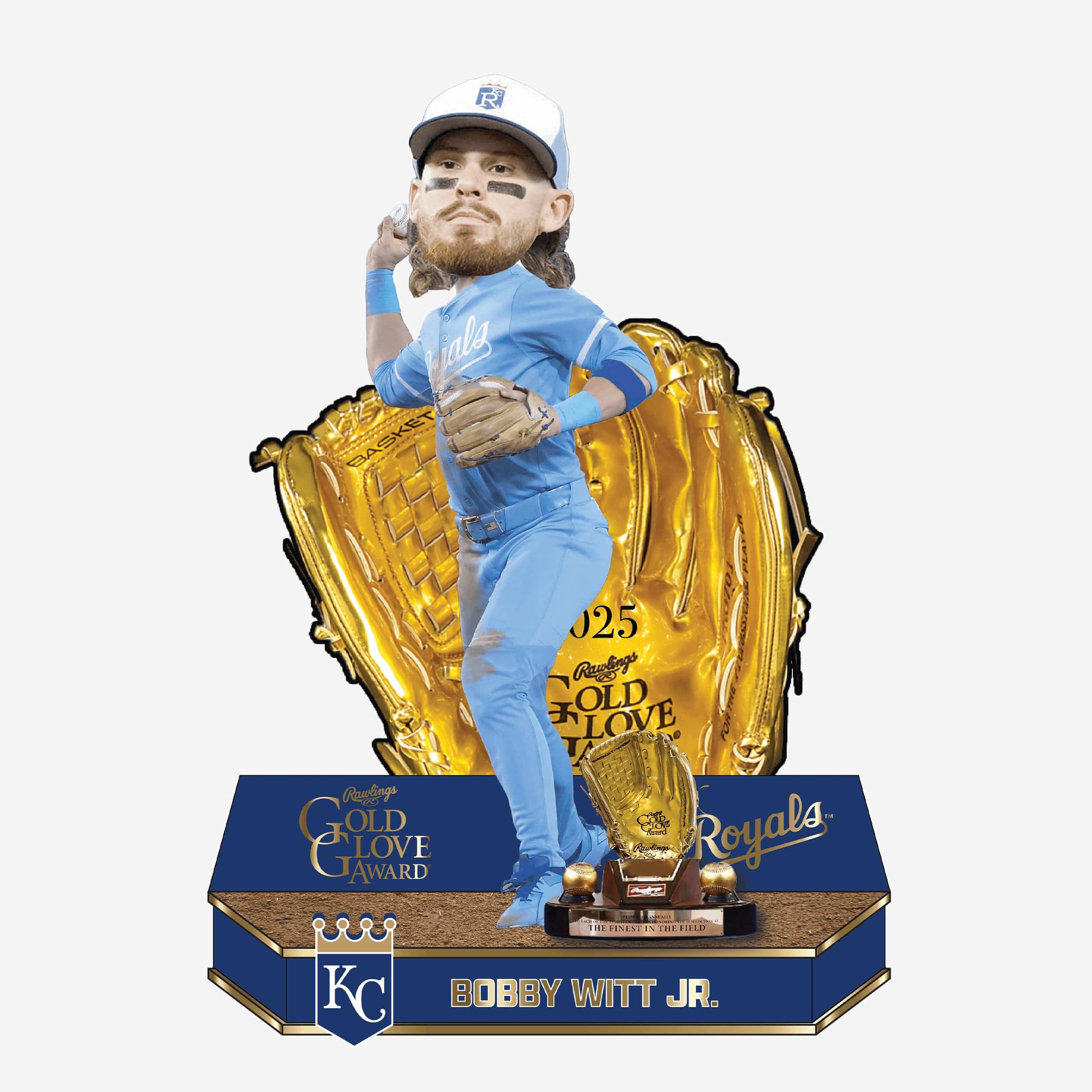 Bobby Witt Jr Kansas City Royals 2025 Gold Glove Bobblehead FOCO