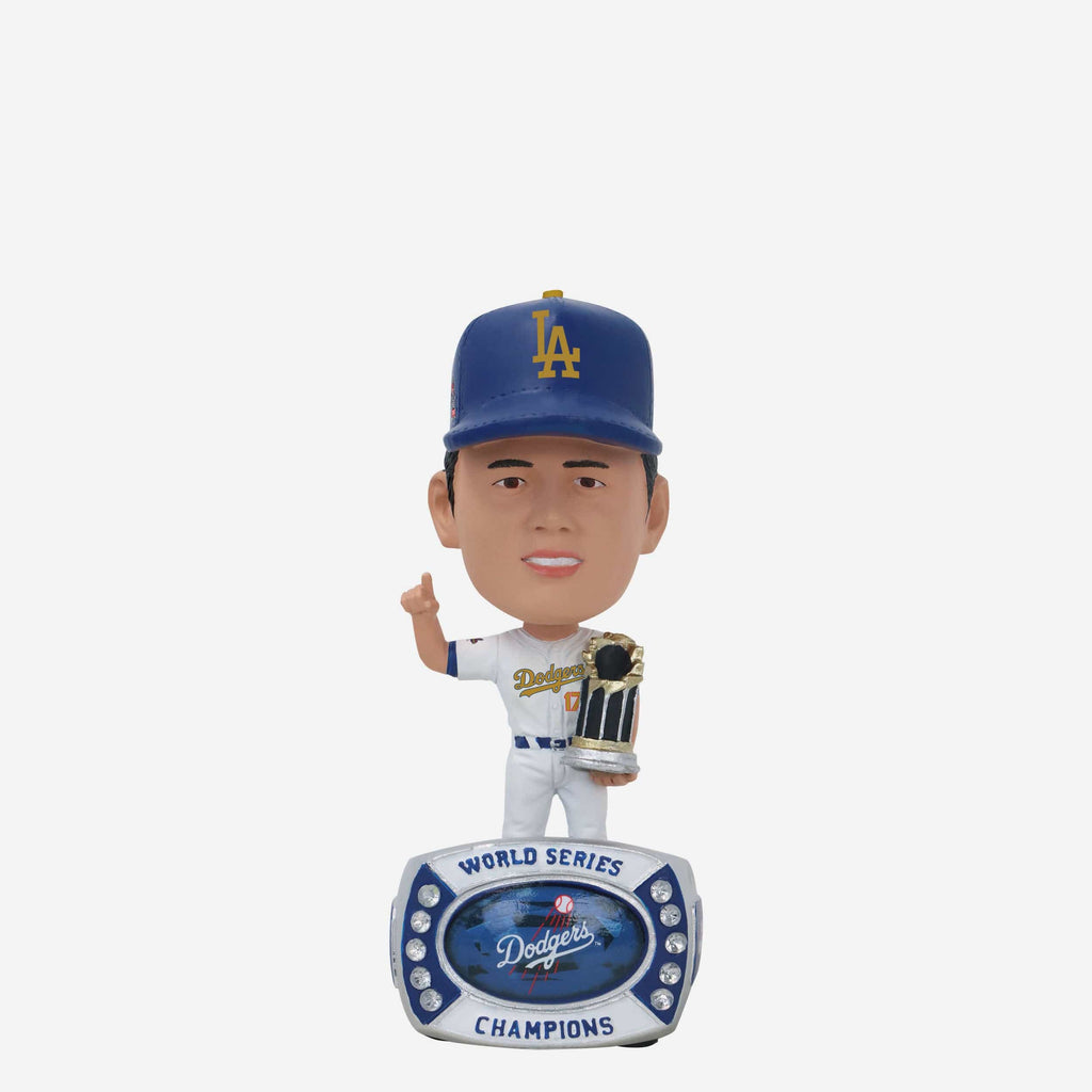 Shohei Ohtani Los Angeles Dodgers 2024 World Series Champions Japanese Gold Jersey Ring Base Mini Bighead Bobblehead FOCO - FOCO.com