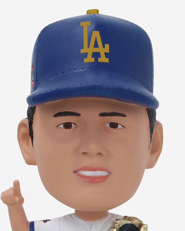 Shohei Ohtani Los Angeles Dodgers 2024 World Series Champions Japanese Gold Jersey Ring Base Mini Bighead Bobblehead FOCO - FOCO.com