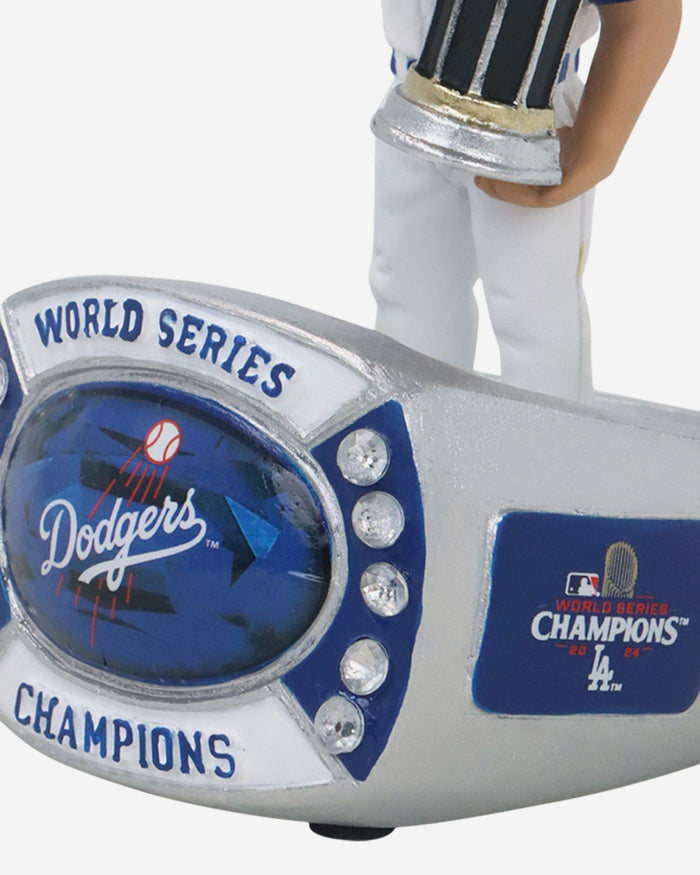 Yoshinobu Yamamoto Los Angeles Dodgers 2024 World Series Champions Japanese Gold Jersey Ring Base Mini Bighead Bobblehead FOCO - FOCO.com