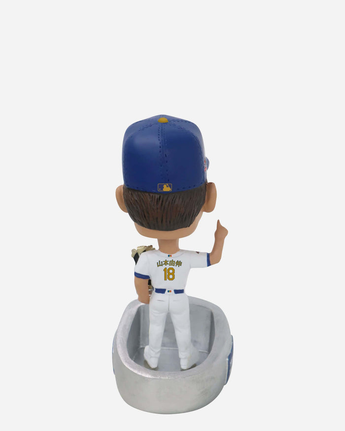 Yoshinobu Yamamoto Los Angeles Dodgers 2024 World Series Champions Japanese Gold Jersey Ring Base Mini Bighead Bobblehead FOCO - FOCO.com