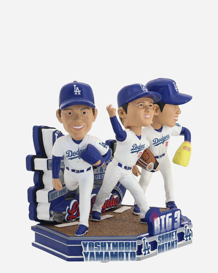 Roki Sasaki & Shohei Ohtani & Yoshinobu Yamamoto Los Angeles Dodgers Big 3 Triple Bobblehead FOCO - FOCO.com