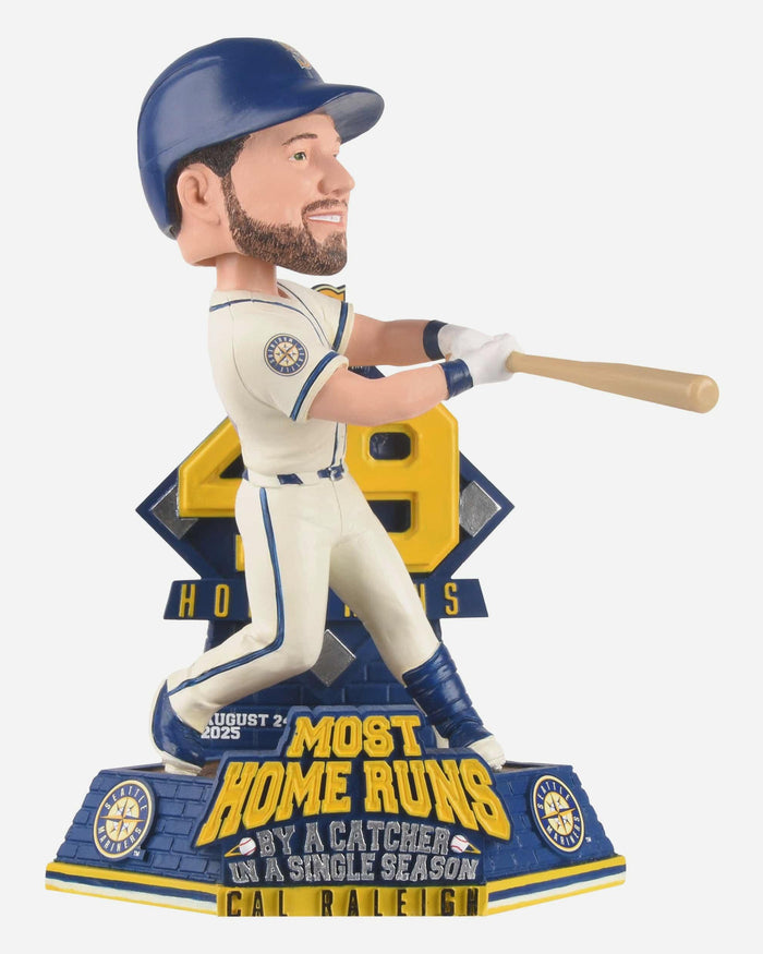 Cal Raleigh Seattle Mariners Single Season Catcher Home Run MLB Record Bobblehead FOCO - FOCO.com