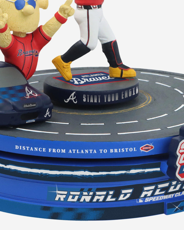 Ronald Acuna Jr & Blooper Atlanta Braves 2025 MLB Speedway Classic Racetrack Dual Spinner Bobblehead FOCO - FOCO.com