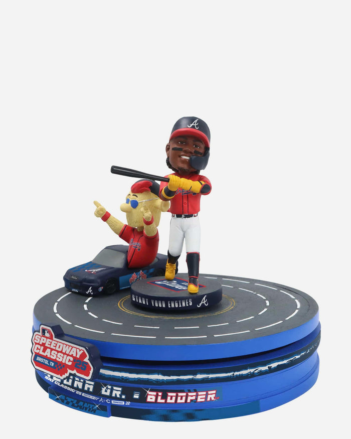 Ronald Acuna Jr & Blooper Atlanta Braves 2025 MLB Speedway Classic Racetrack Dual Spinner Bobblehead FOCO - FOCO.com