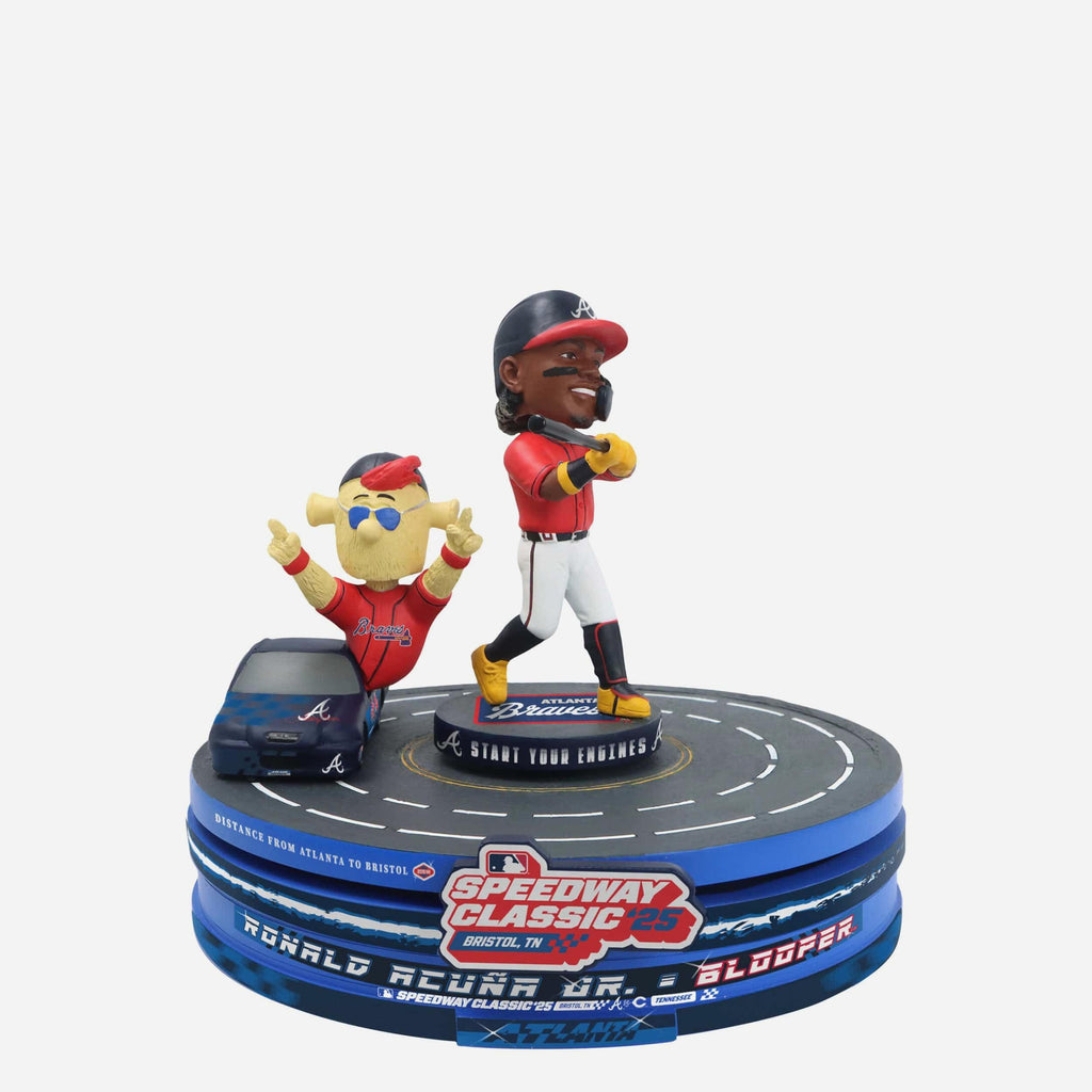 Ronald Acuna Jr & Blooper Atlanta Braves 2025 MLB Speedway Classic Racetrack Dual Spinner Bobblehead FOCO - FOCO.com