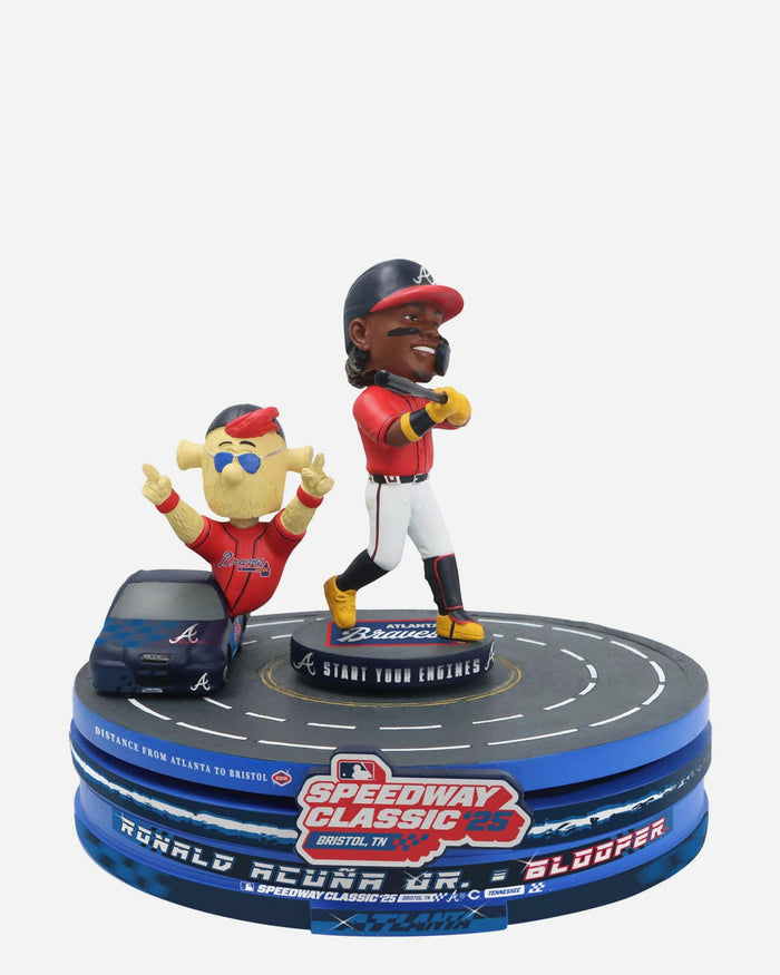 Ronald Acuna Jr & Blooper Atlanta Braves 2025 MLB Speedway Classic Racetrack Dual Spinner Bobblehead FOCO - FOCO.com