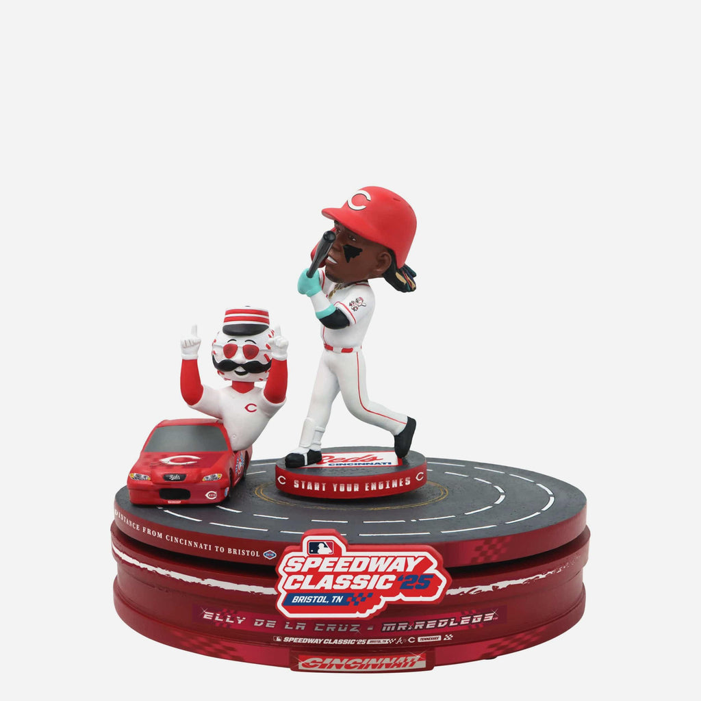 Elly De La Cruz & Mr Redlegs Cincinnati Reds 2025 MLB Speedway Classic Racetrack Dual Spinner Bobblehead FOCO - FOCO.com