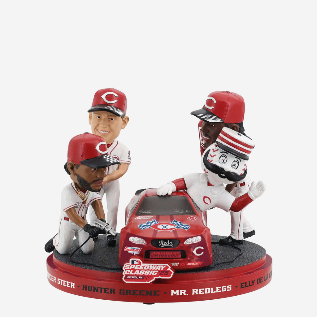Cincinnati Reds 2025 MLB Speedway Classic Pit Crew Mini Bobblehead Scene FOCO - FOCO.com